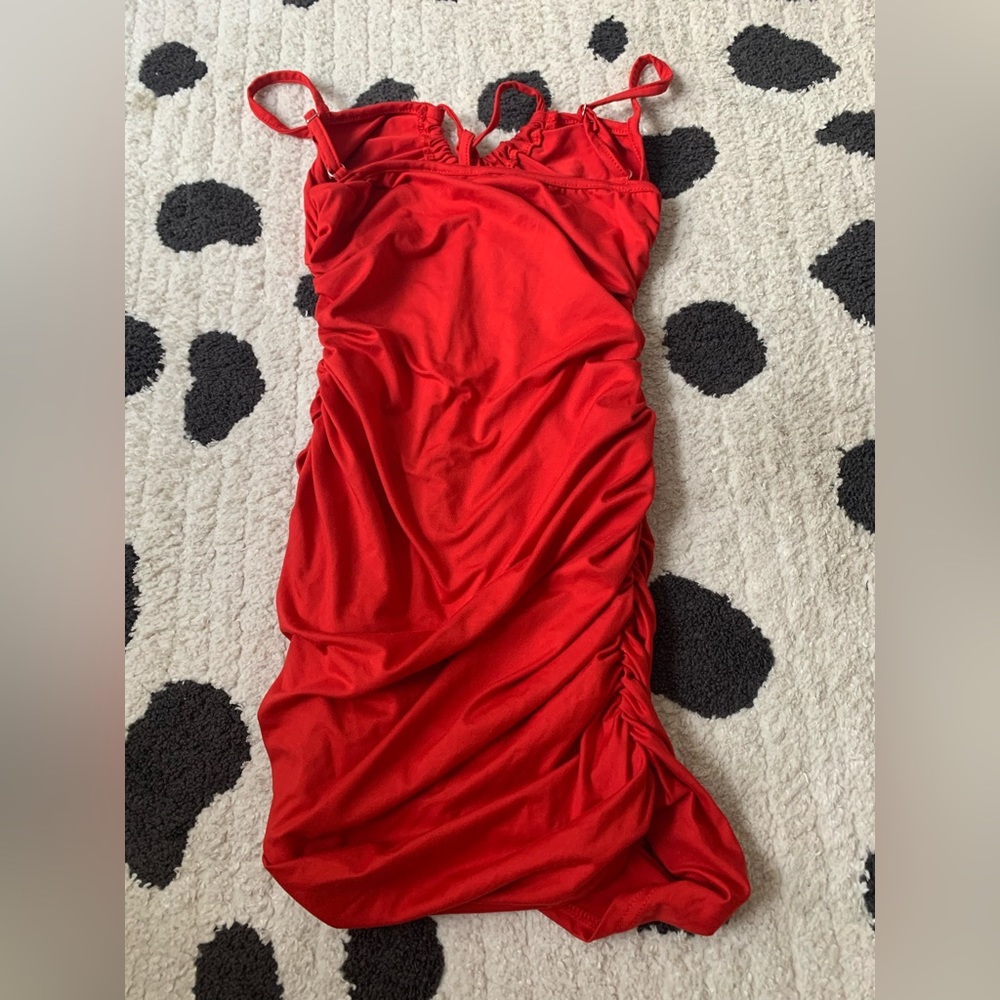 Red Ruched Dress - Picture 2 of 2
